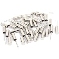 sourcing map 35uds 3mm X 8mm 32-768K Hz Oscilador Cilíndrico de Cristal de Cuarzo de Tono Plata